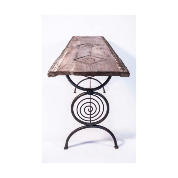 CONSOLE WOOD AND IRON SPIRAL